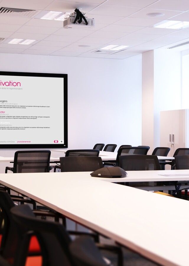 projekt sali konferencyjnej z wyposażeniem